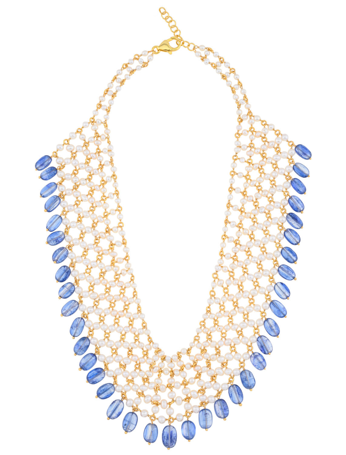 Multi-strand lattice Pearl & Keynite Necklace