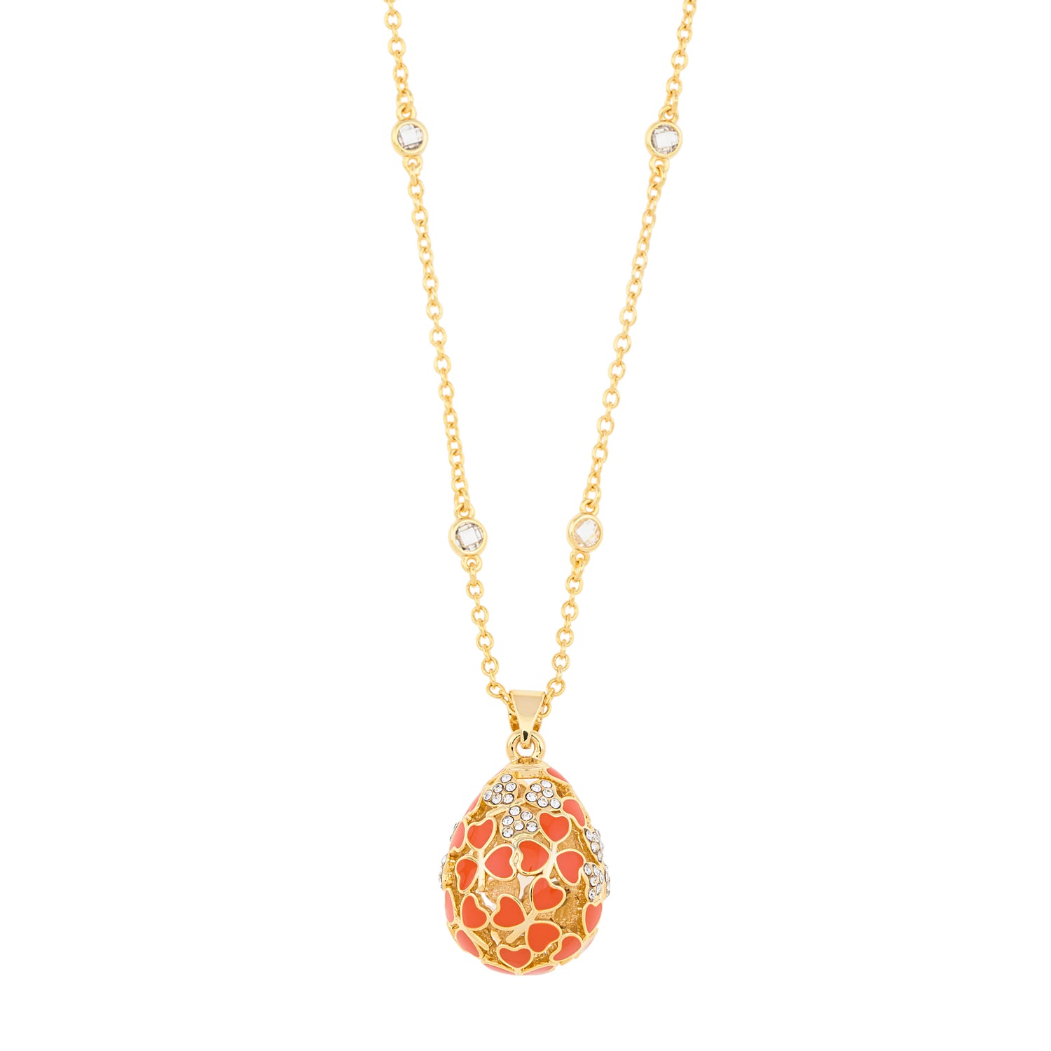 Orange Clover Egg Necklace