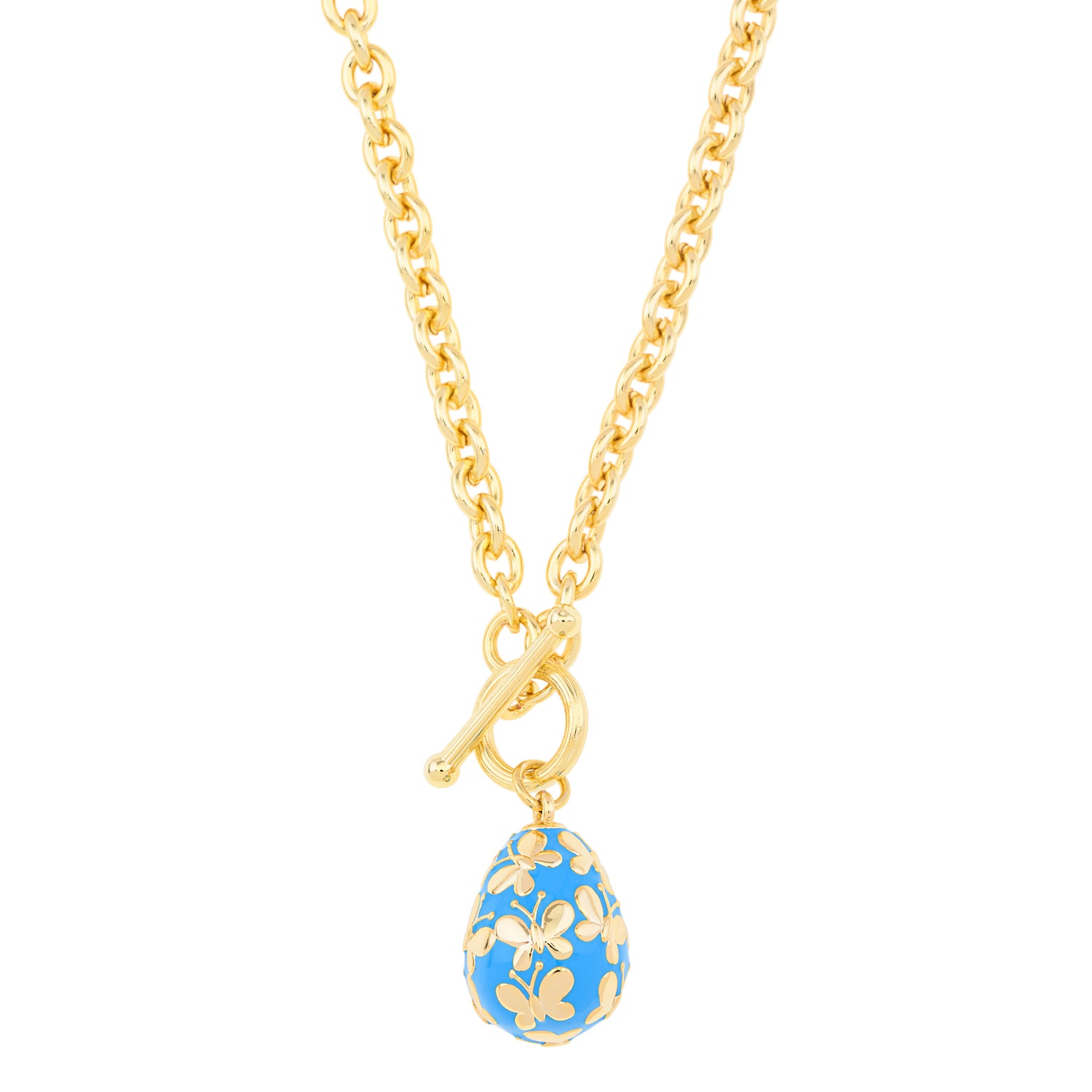 Butterfly Light Blue Egg Necklace