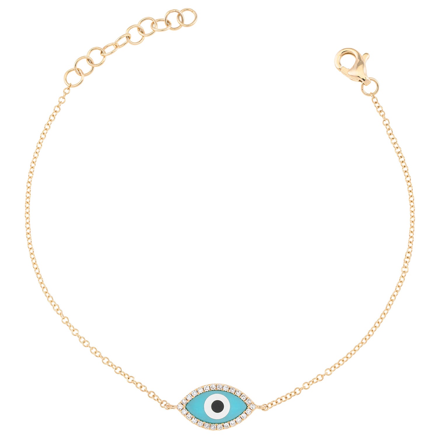 Turquoise Diamond Evil Eye chain bracelet