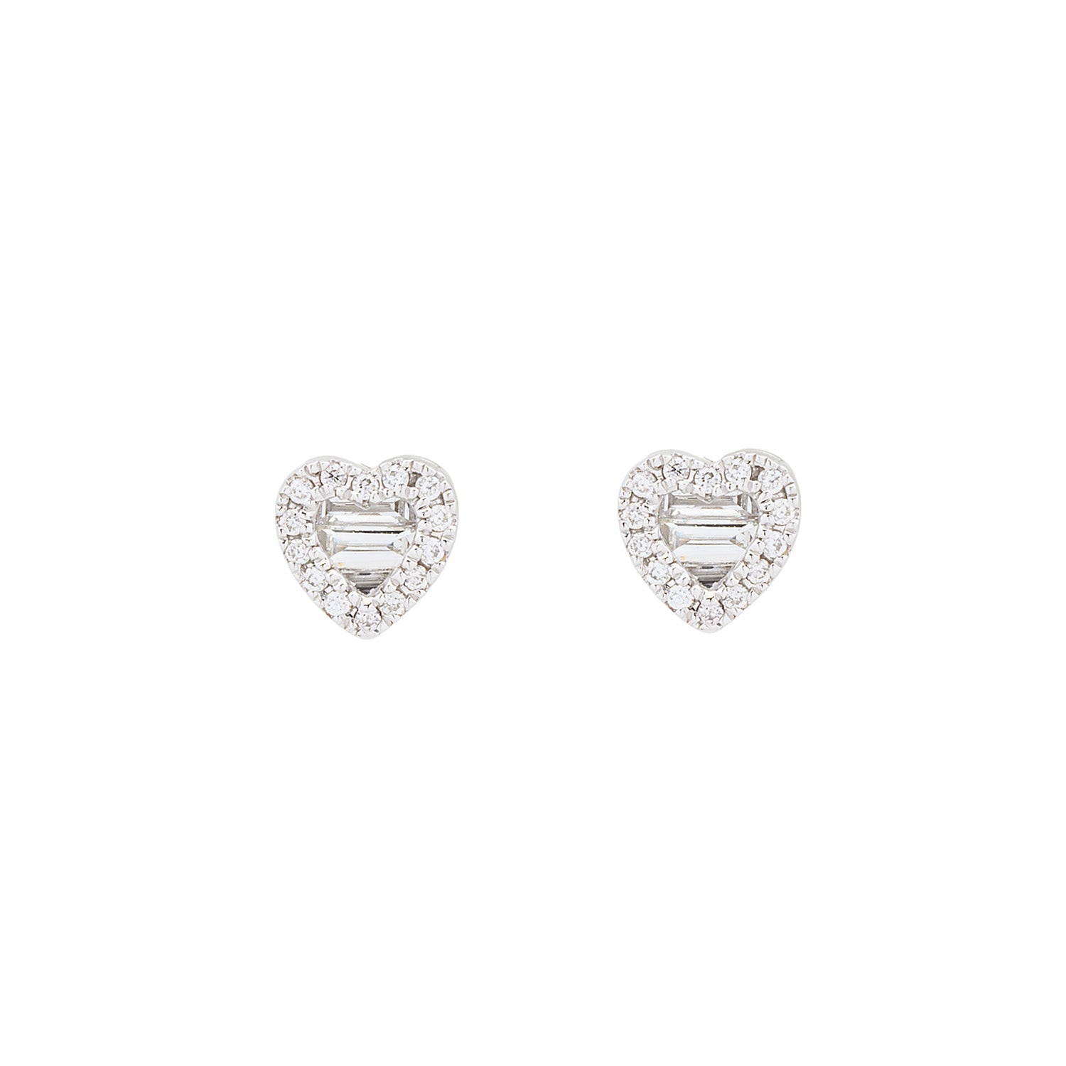 Diamond Heart Baguette Stud earrings