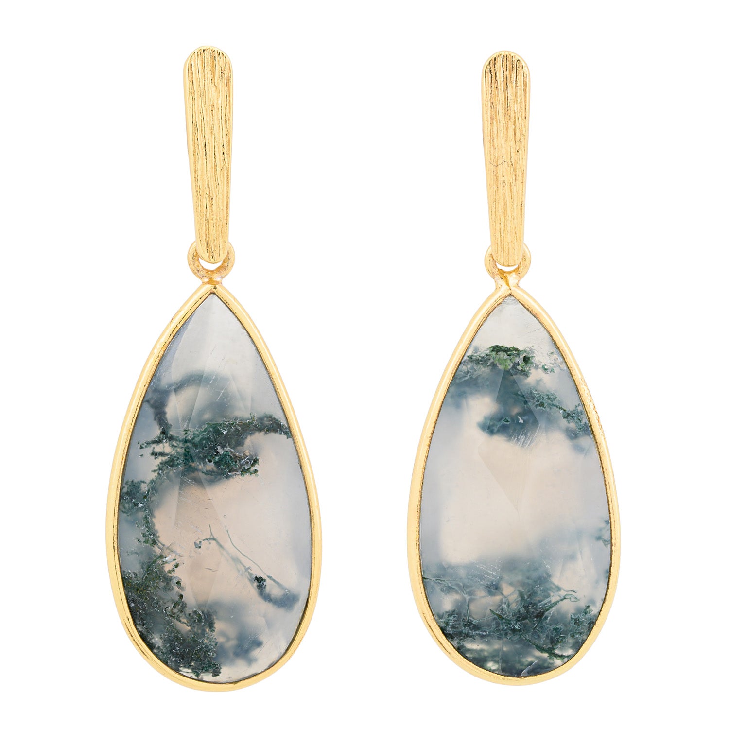 Moss Agate Light silver earrings