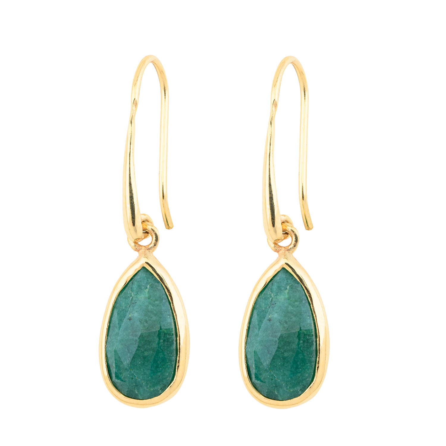 Green Onyx Pear silver earrings