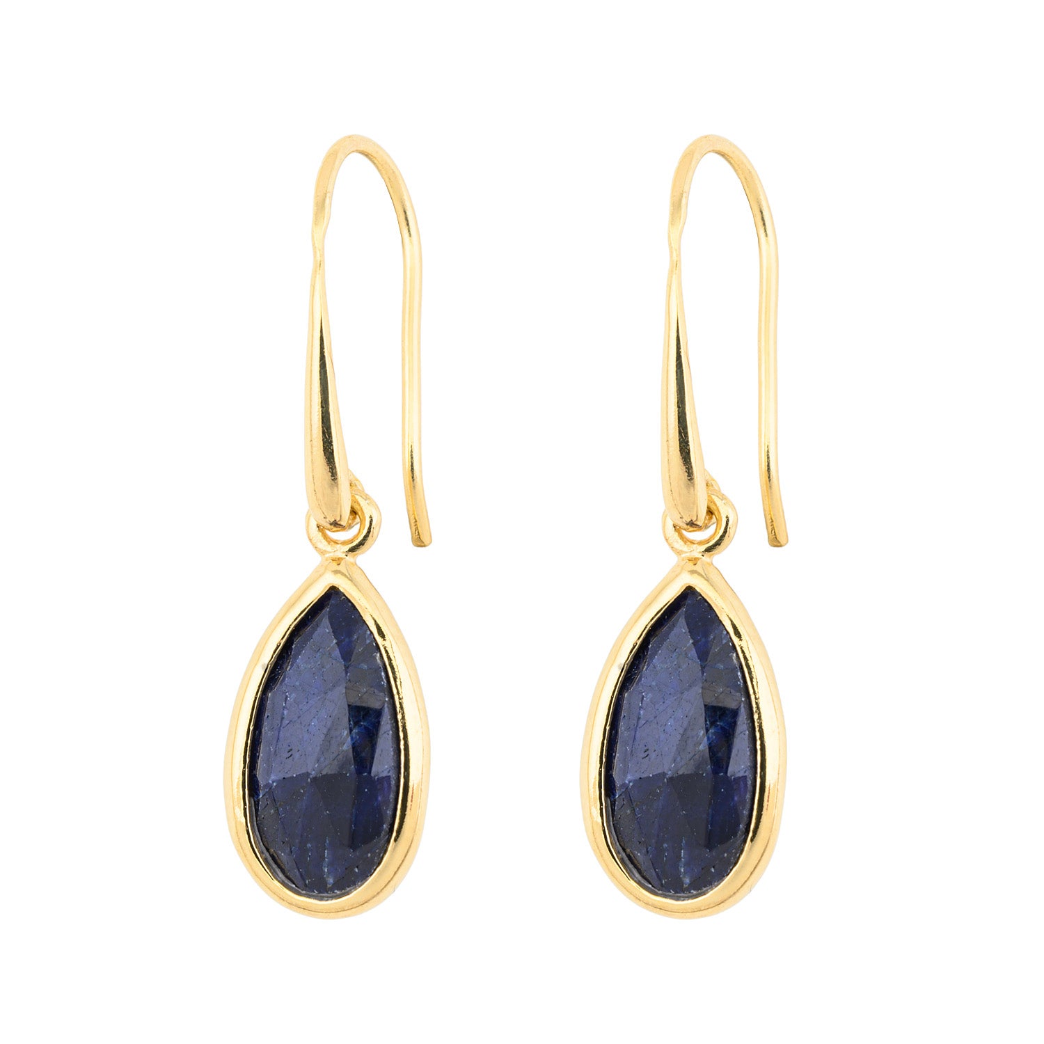 Sapphire Pear silver earrings