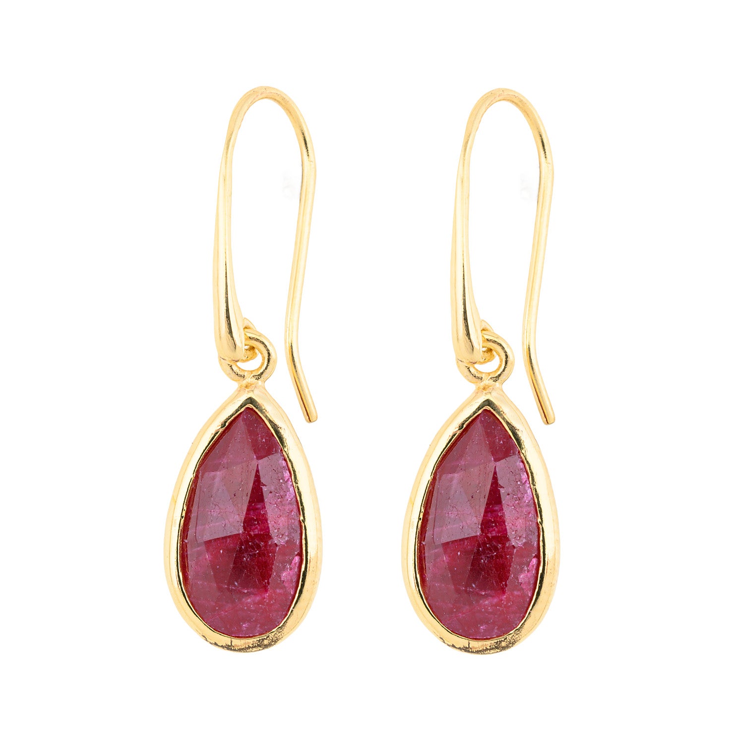 Ruby Pear silver earrings