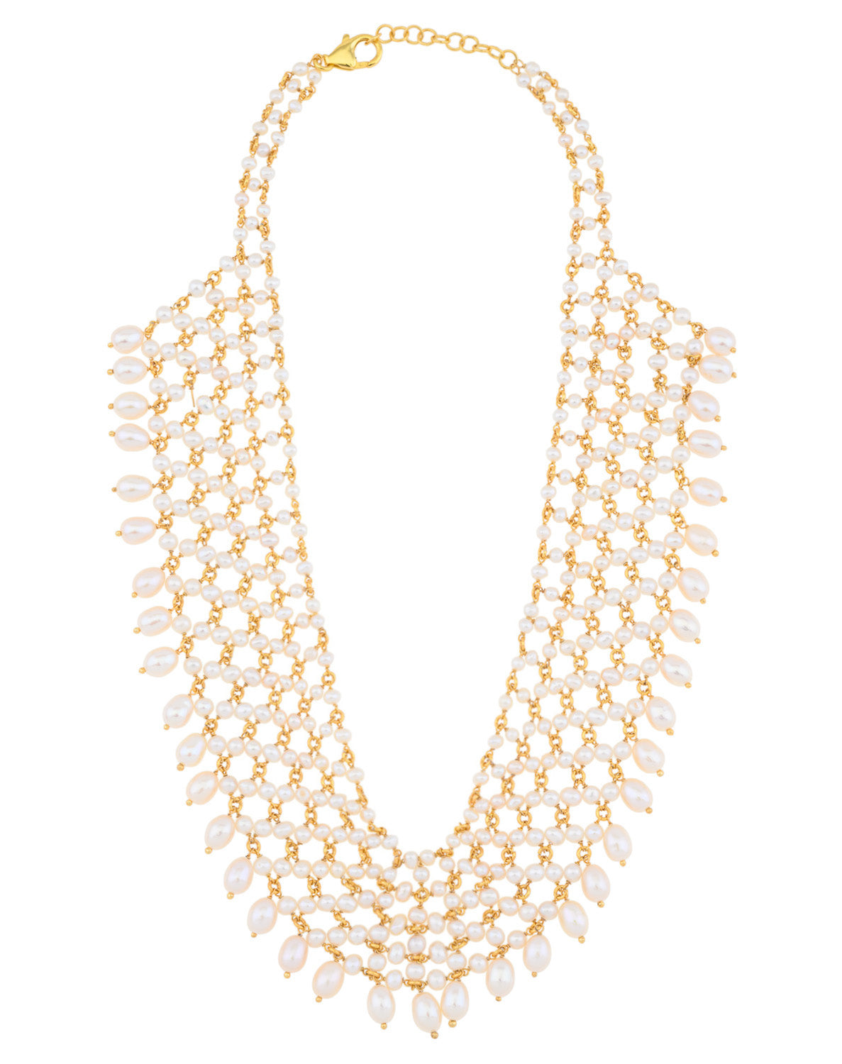 Multi strand lattice Pearl Necklace