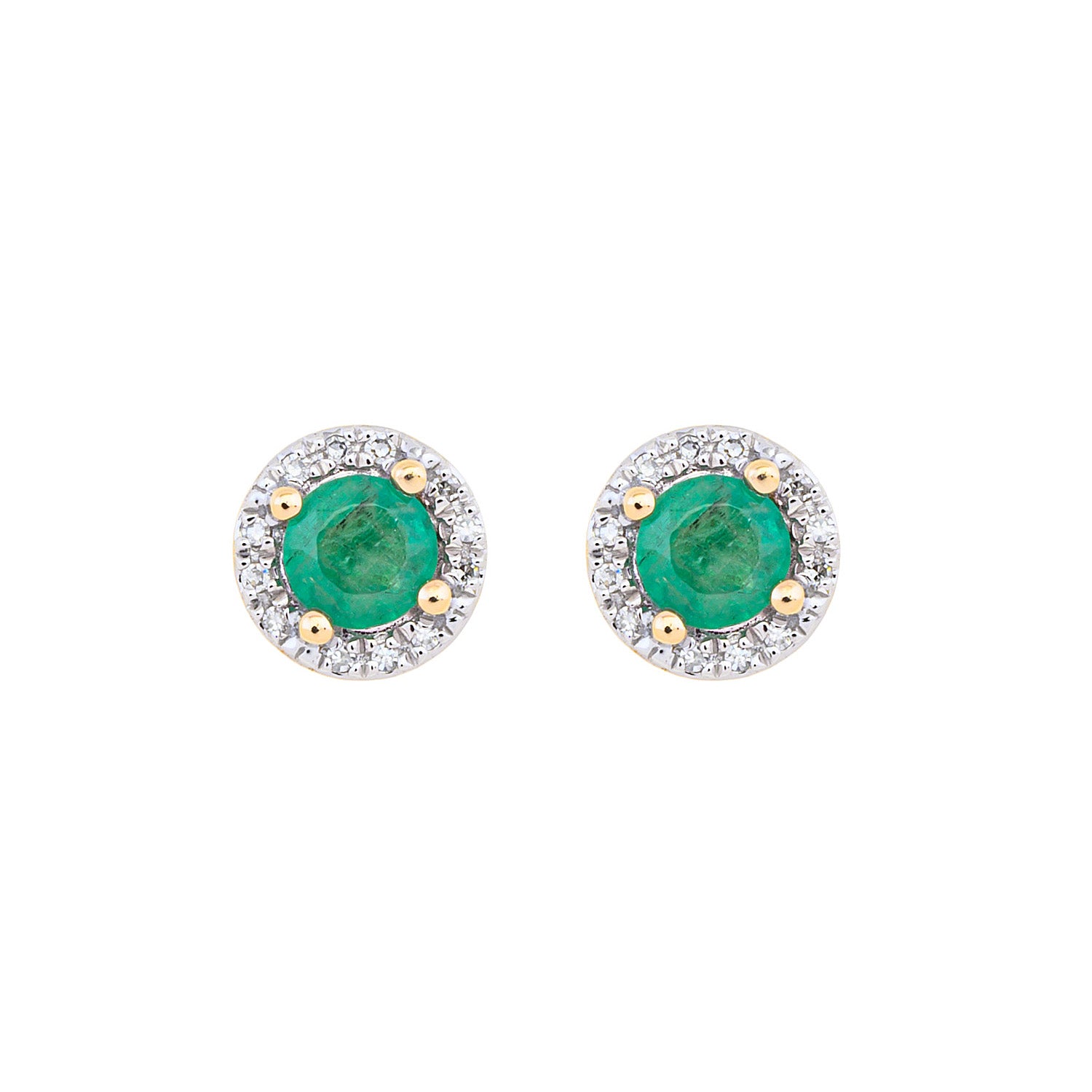 Classic Emerald and Diamond Stud Earrings
