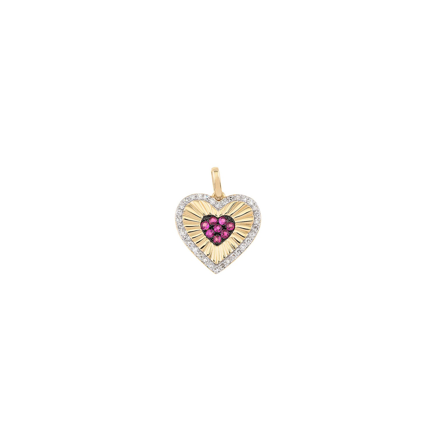Ruby Radial Diamond Heart Pendant