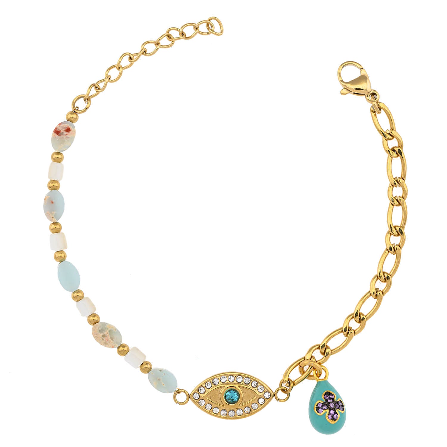 Easter bracelet with an evil eye and an egg