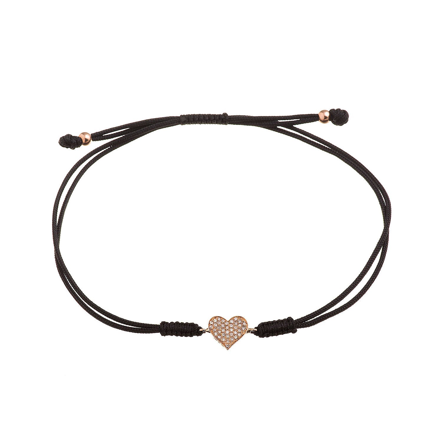 Diamond Heart Cord Bracelet - Anatol Jewelry