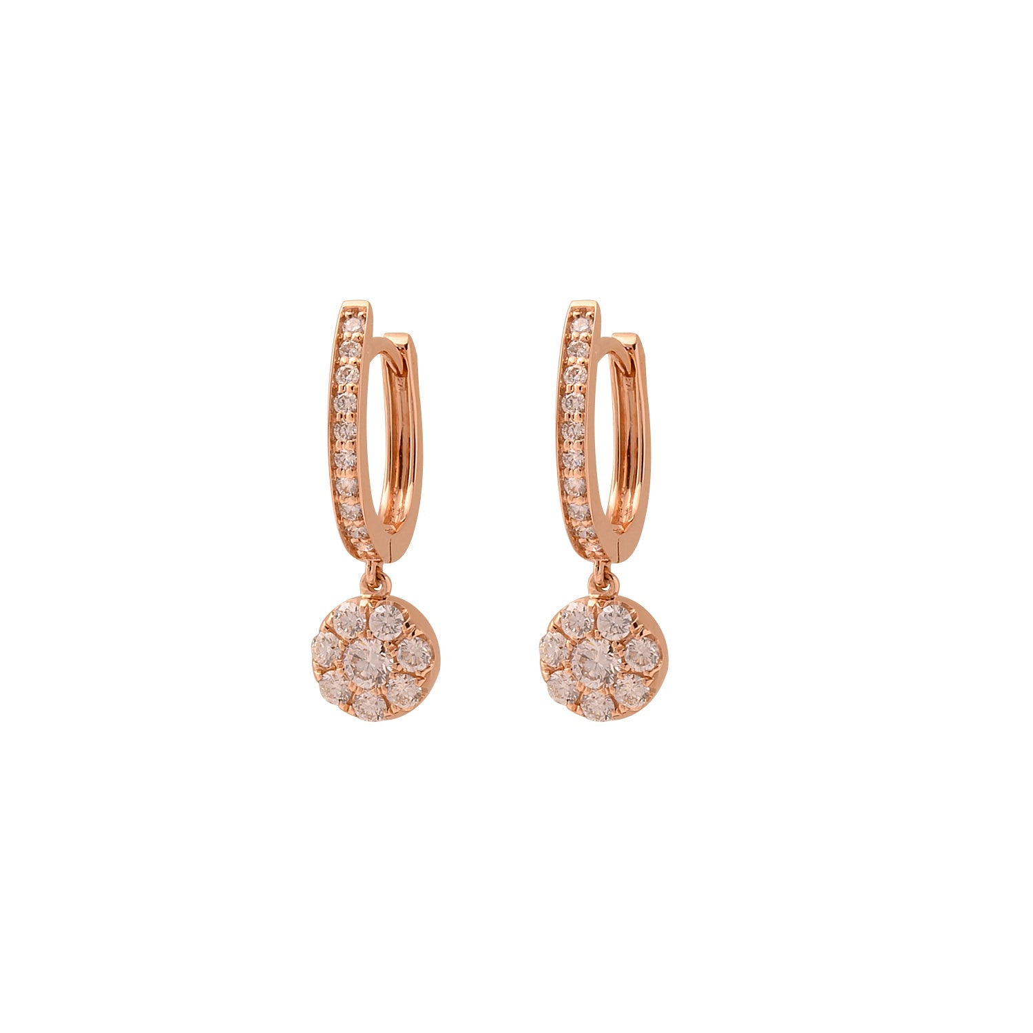 Round Diamond Drop Earrings