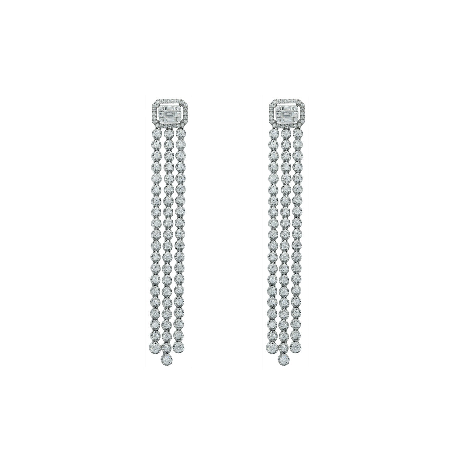 Baguette Diamond and Diamond Drop Earrings