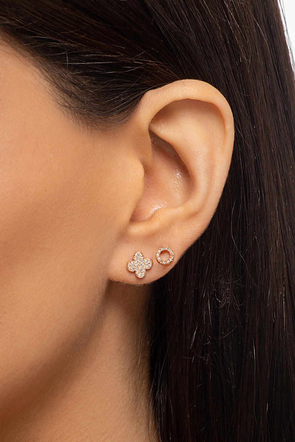 Gold and Diamond Stud Earrings