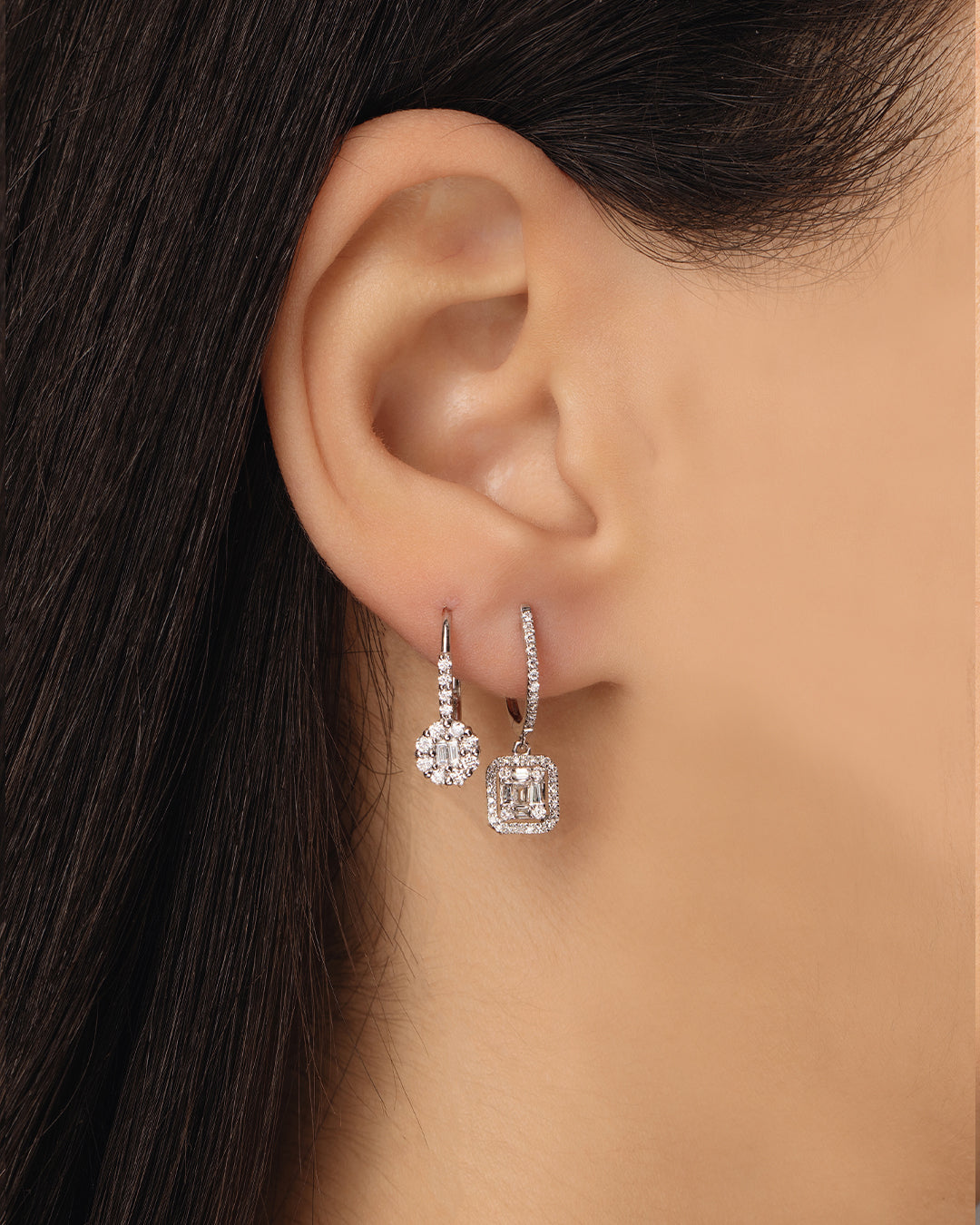 Round Diamond Hoop Earring