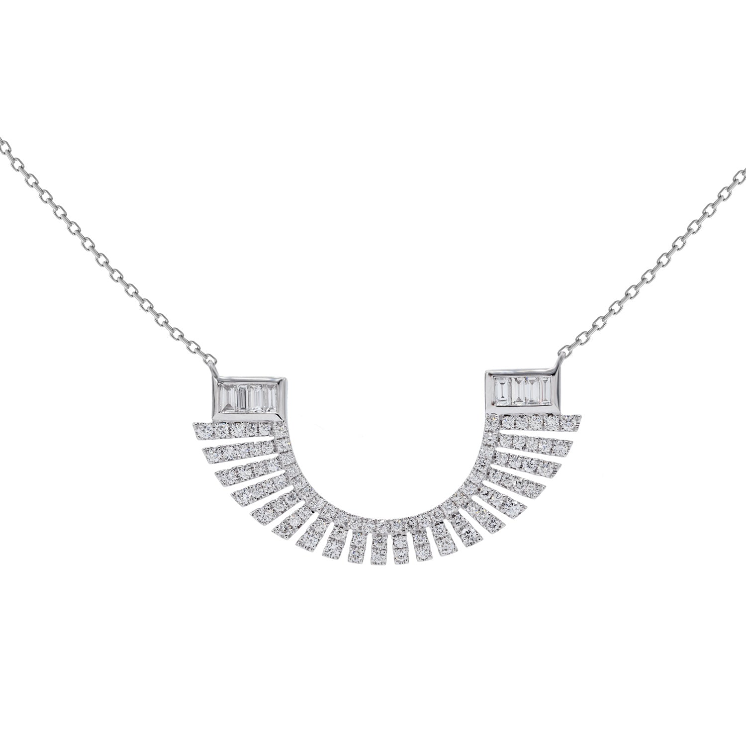 Helmet Necklace. Baguette Diamond necklace. Rose Gold Necklace.
