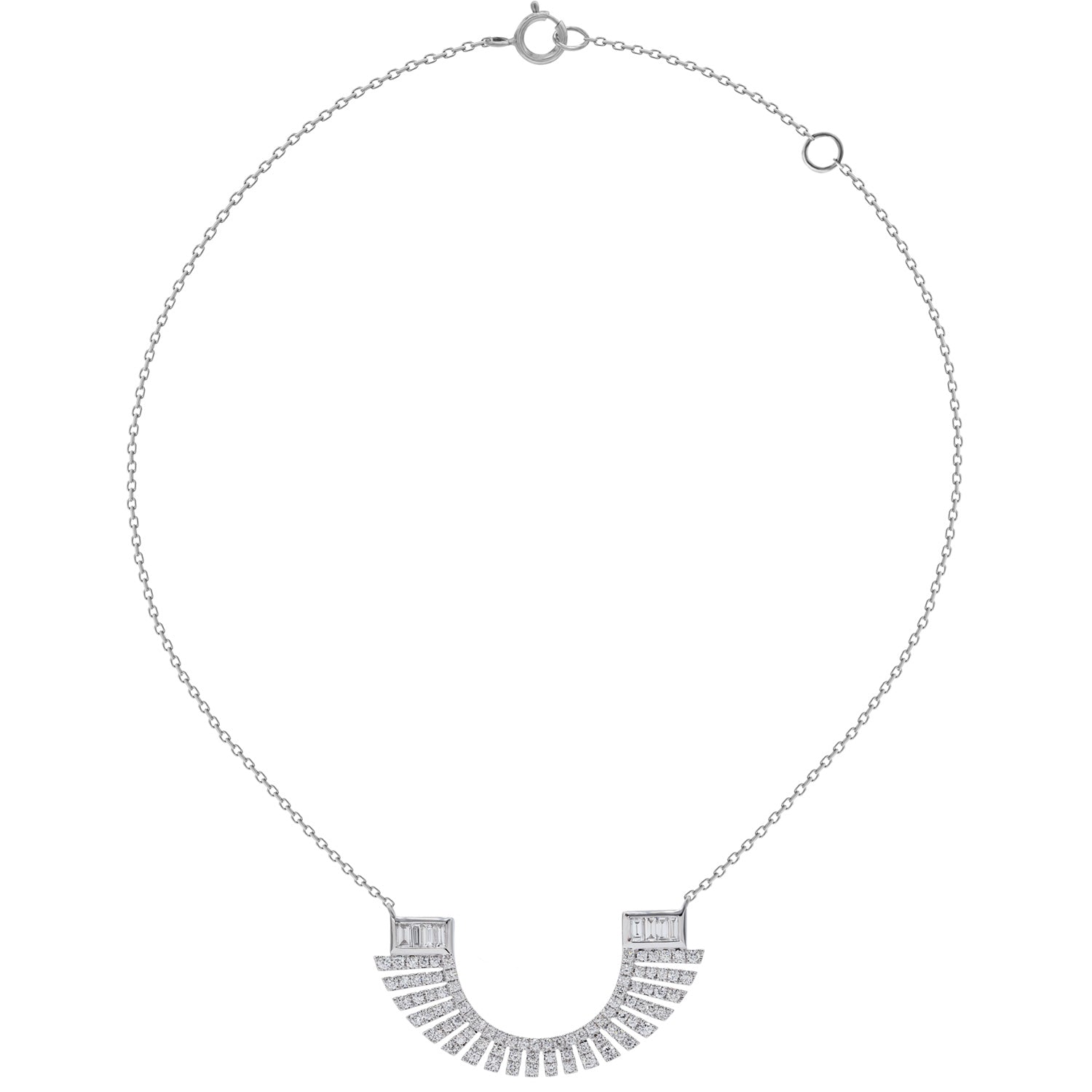 Helmet Necklace. Baguette Diamond necklace. Rose Gold Necklace.