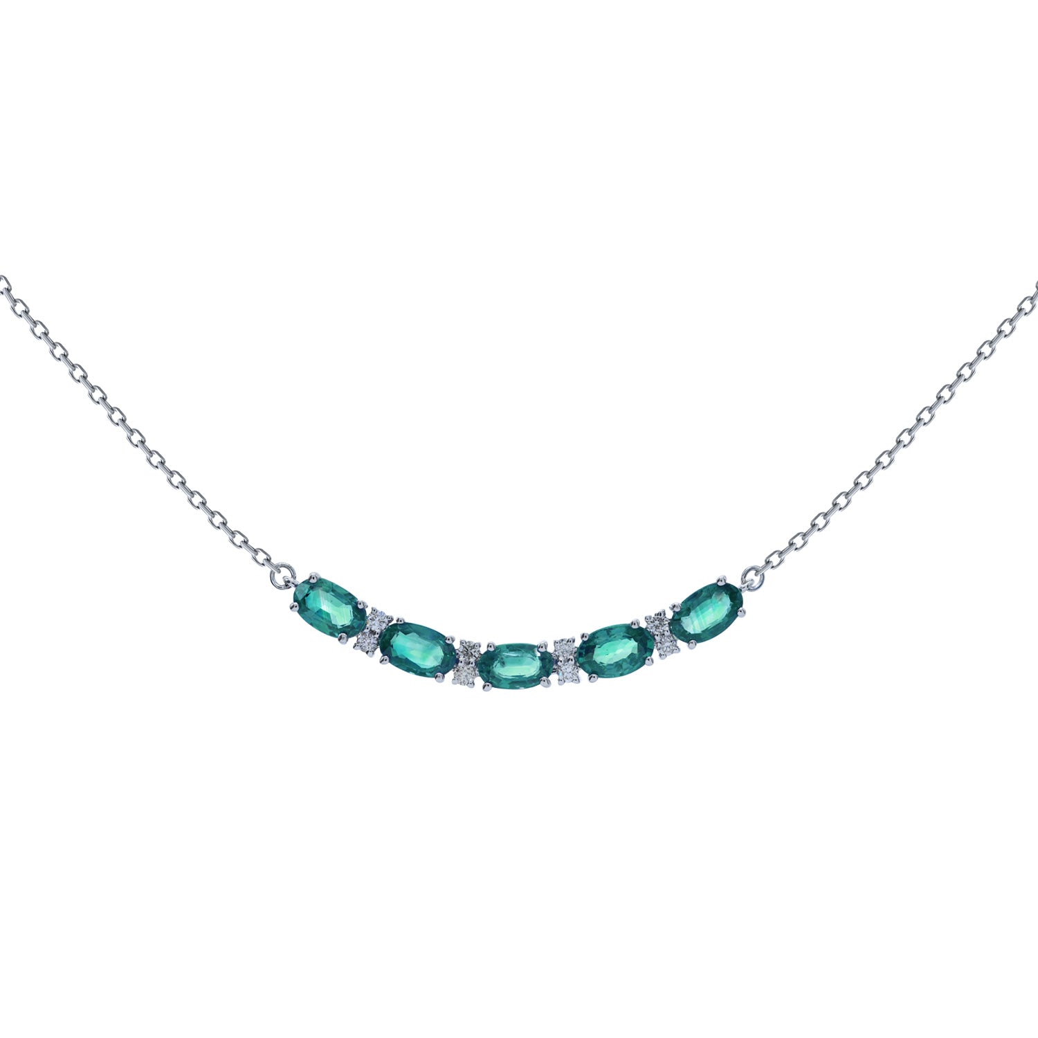 Emerald Necklace. Diamond and emerald necklace. Gift necklace. Gold necklace. Diamond necklace. Precious stone necklace. Rose gold necklace. Chain necklace. Easy to wear necklace. Anatol jewelry. Fine jewelry. Golden Hall. Kifissia. Athens.