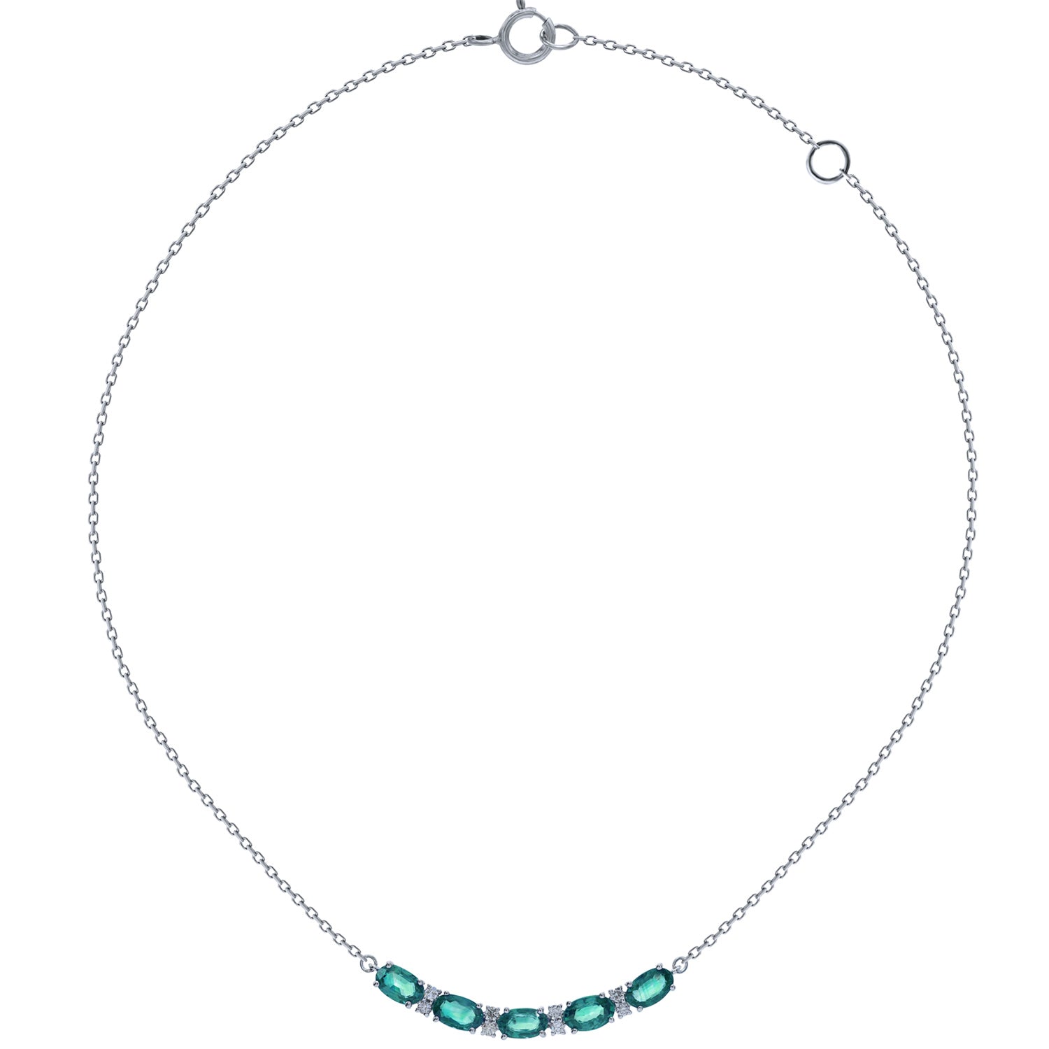 Emerald Necklace. Diamond and emerald necklace. Gift necklace. Gold necklace. Diamond necklace. Precious stone necklace. Rose gold necklace. Chain necklace. Easy to wear necklace. Anatol jewelry. Fine jewelry. Golden Hall. Kifissia. Athens.